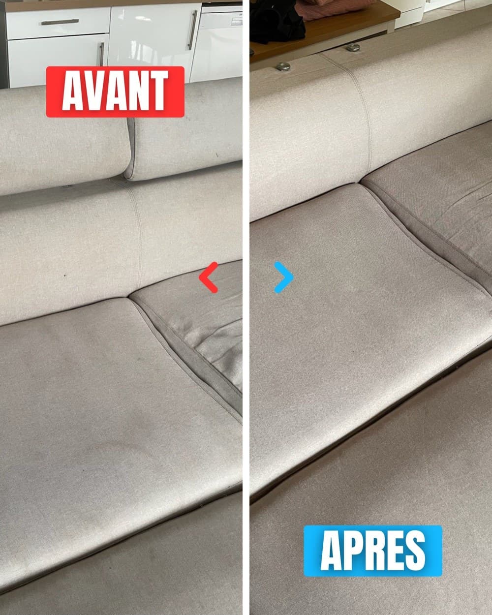 Nettoyage de canapé avant et après à Laillé